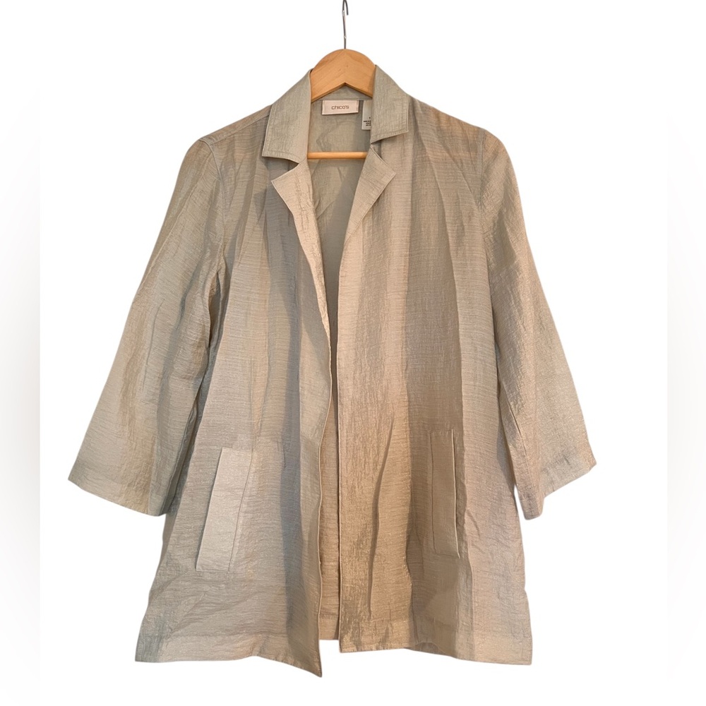 Chicos Silver Metallic Cardigan size 1-M